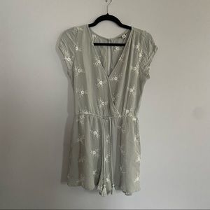 AE Sage Romper w Floral Embroidery